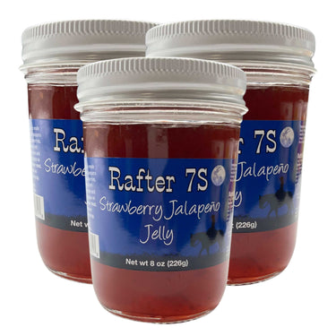 Strawberry Jalapeno Jelly | 8 oz. Jar | 3 Pack | Strawberry With Spicy Ending | Delightful Flavor | Made in Paxton, NE | Rafter 7S